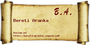 Bereti Aranka névjegykártya